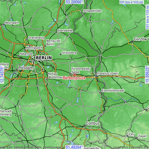 Topographic map of Berkenbrück