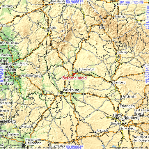 Topographic map of Bergrheinfeld