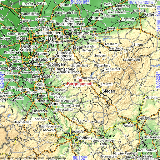 Topographic map of Bergneustadt