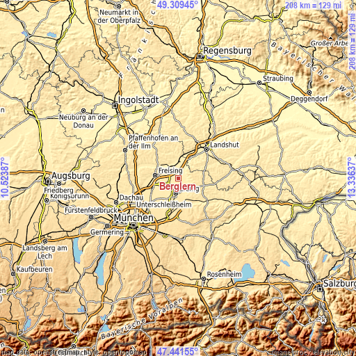 Topographic map of Berglern