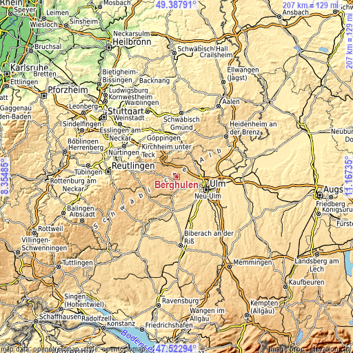 Topographic map of Berghülen