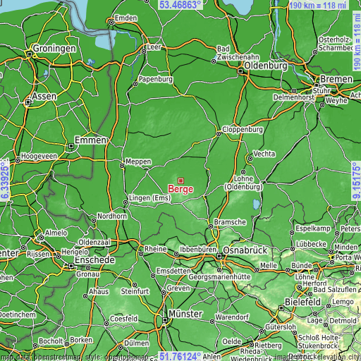 Topographic map of Berge