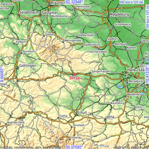 Topographic map of Berga