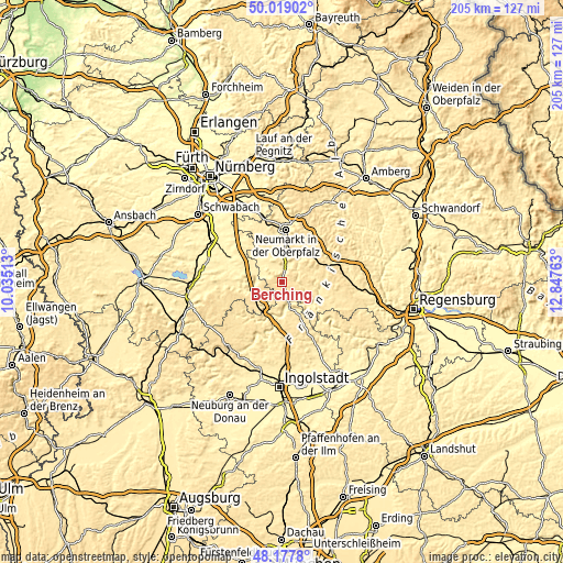 Topographic map of Berching