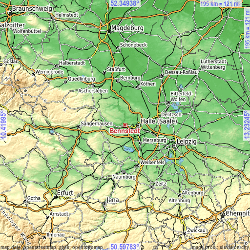 Topographic map of Bennstedt