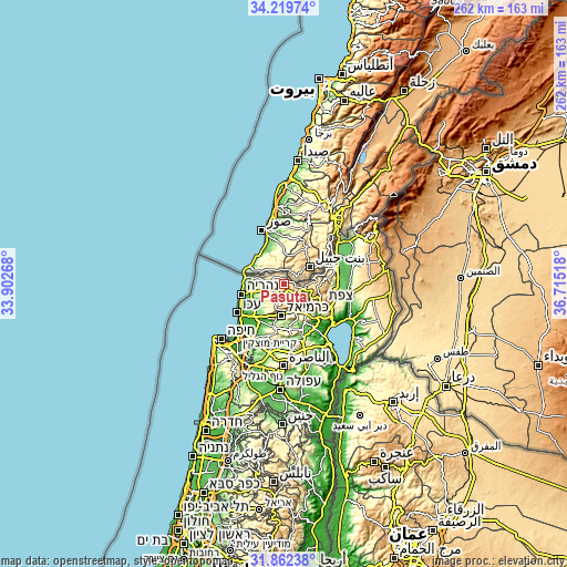 Topographic map of Pasuta