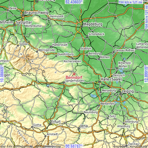 Topographic map of Benndorf