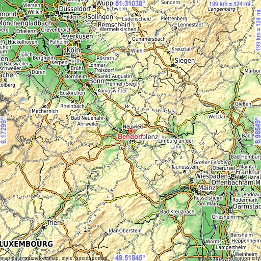 Topographic map of Bendorf