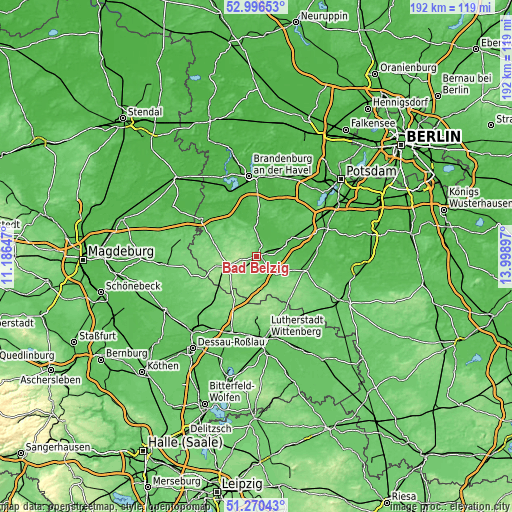 Topographic map of Bad Belzig