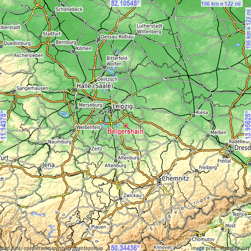 Topographic map of Belgershain