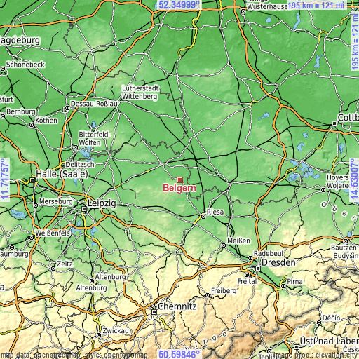 Topographic map of Belgern