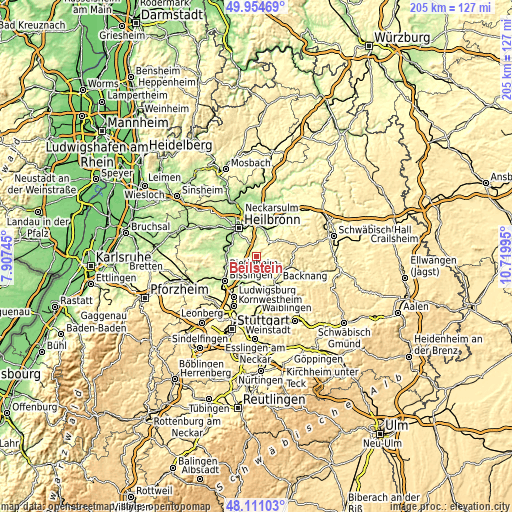 Topographic map of Beilstein