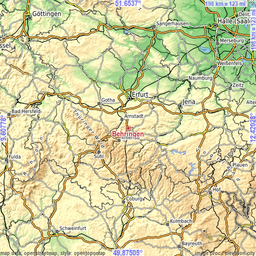 Topographic map of Behringen