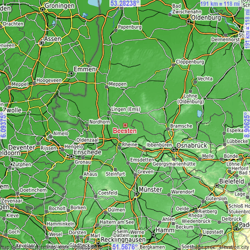 Topographic map of Beesten