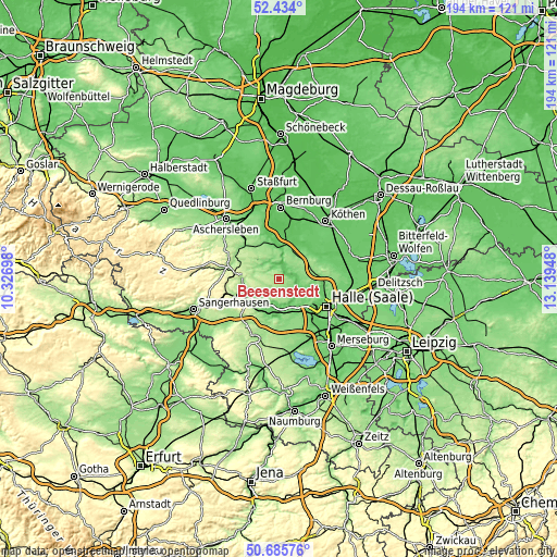 Topographic map of Beesenstedt