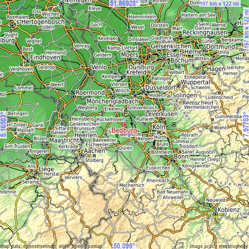 Topographic map of Bedburg