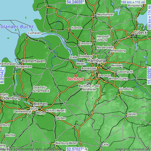 Topographic map of Beckdorf