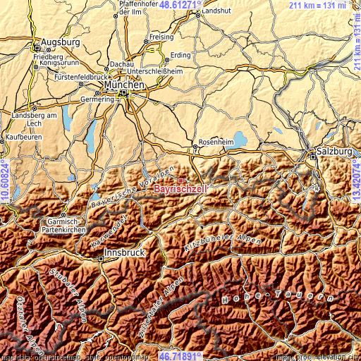 Topographic map of Bayrischzell