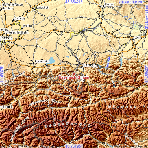 Topographic map of Bayerisch Gmain