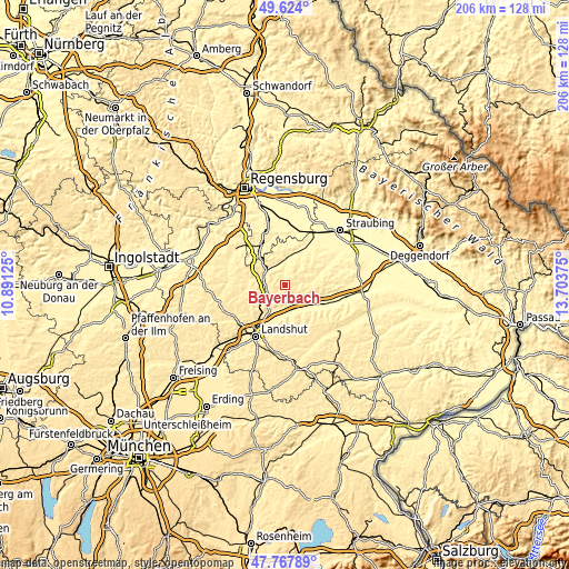 Topographic map of Bayerbach