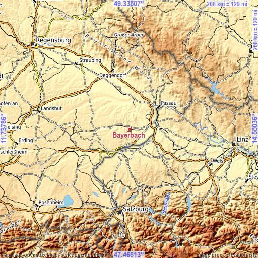 Topographic map of Bayerbach