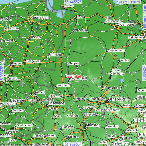 Topographic map of Bawinkel