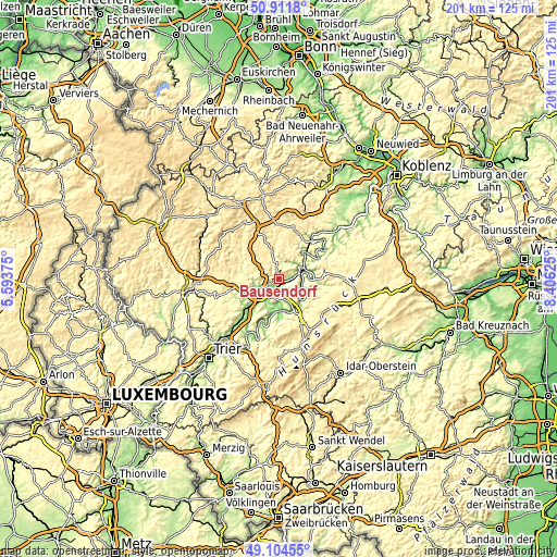 Topographic map of Bausendorf