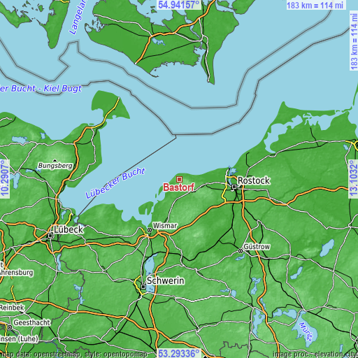 Topographic map of Bastorf