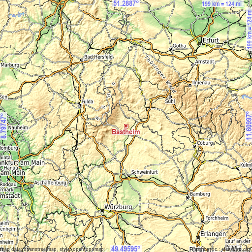 Topographic map of Bastheim