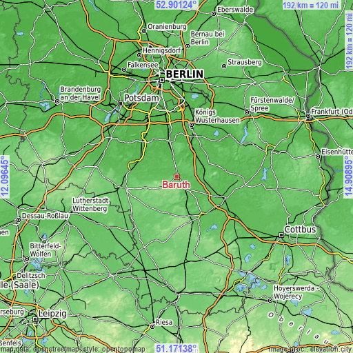 Topographic map of Baruth