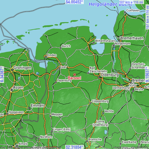 Topographic map of Barßel