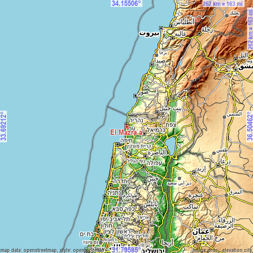Topographic map of El Mazra‘a