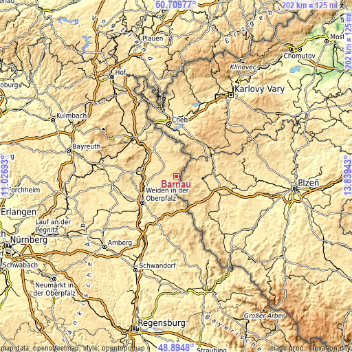 Topographic map of Bärnau