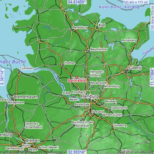 Topographic map of Barmstedt