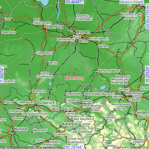 Topographic map of Barenburg