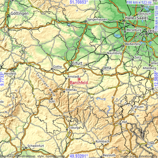 Topographic map of Barchfeld