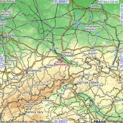 Topographic map of Bannewitz