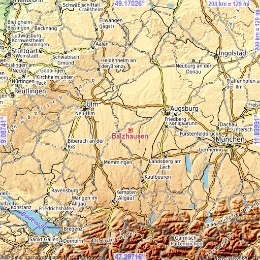 Topographic map of Balzhausen