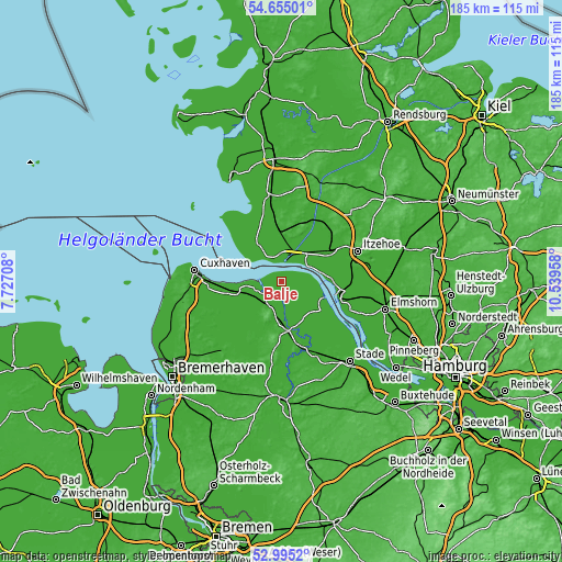 Topographic map of Balje