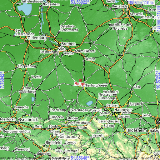 Topographic map of Balge