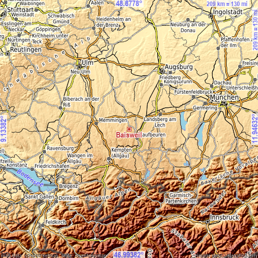 Topographic map of Baisweil