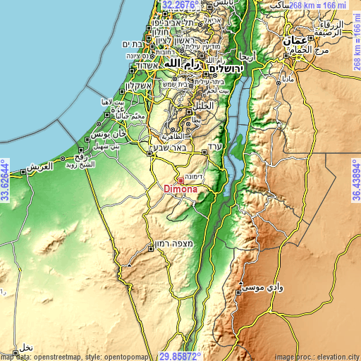 Topographic map of Dimona