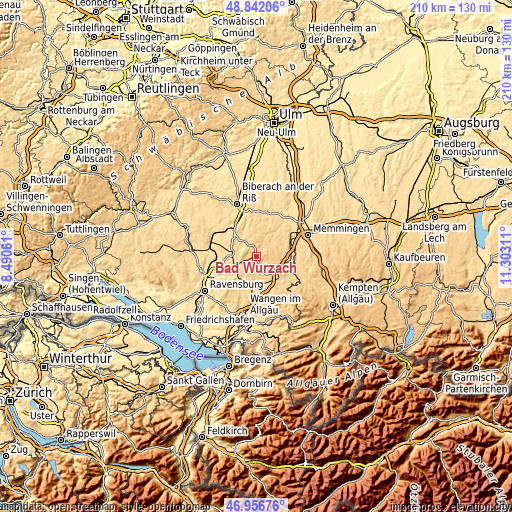 Topographic map of Bad Wurzach