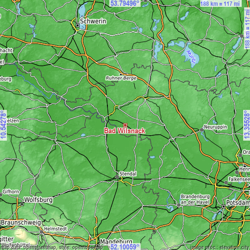 Topographic map of Bad Wilsnack