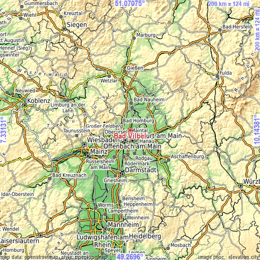 Topographic map of Bad Vilbel
