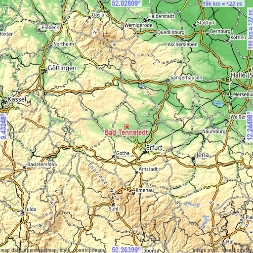 Topographic map of Bad Tennstedt