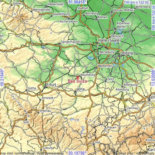 Topographic map of Bad Sulza
