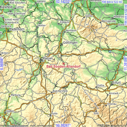 Topographic map of Bad Sooden-Allendorf