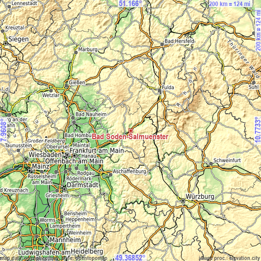 Topographic map of Bad Soden-Salmünster