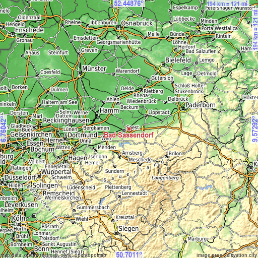Topographic map of Bad Sassendorf